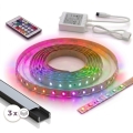 SADA 1x LED RGBW Stmívatelný pásek DIGITAL LED/9,6W/230V 3 m + 3x vestavný profil 1 m černá/bílá + dálkové ovládání