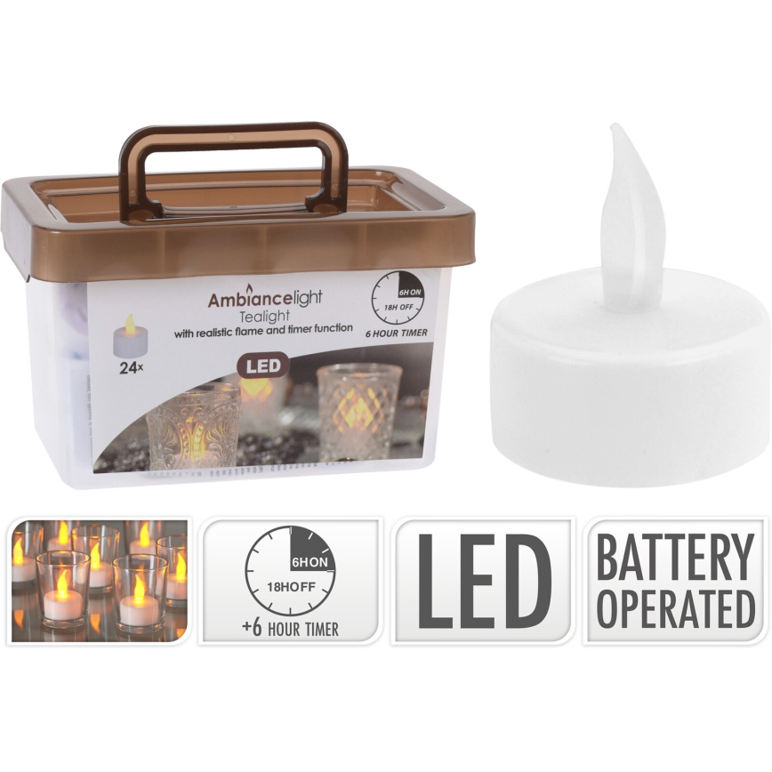 SADA 24x LED Vánoční dekorace LED/1xCR2032 3,8 cm teplá bílá svíčka