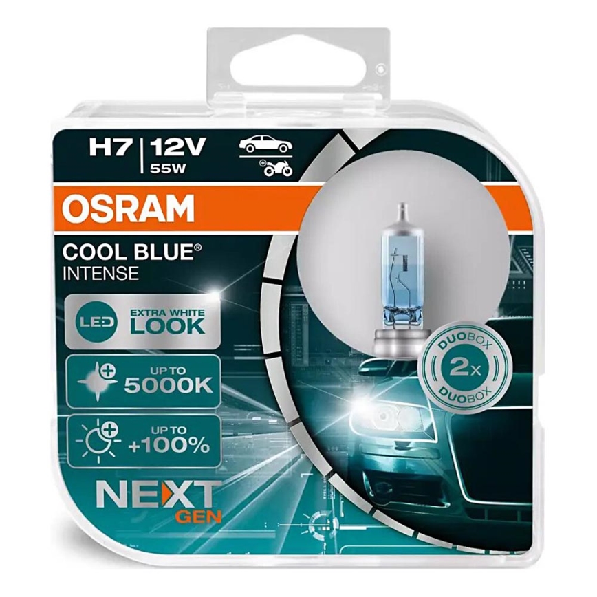 SADA 2x Autožárovka COOL BLUE H7 PX26d/55W/12V 5000K - Osram