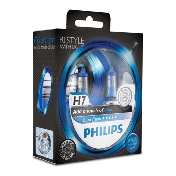 SADA 2x Autožárovka Philips COLOR VISION 12972CVPBS2 H7 PX26d /55W/12V 3350K