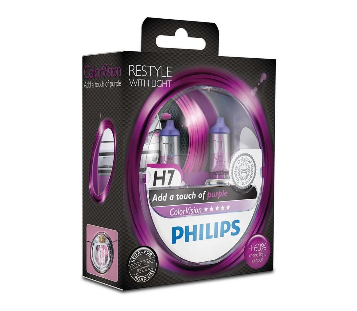 Philips SADA 2x Autožárovka Philips COLOR VISION 12972CVPPS2 H7 PX26d /55W/12V