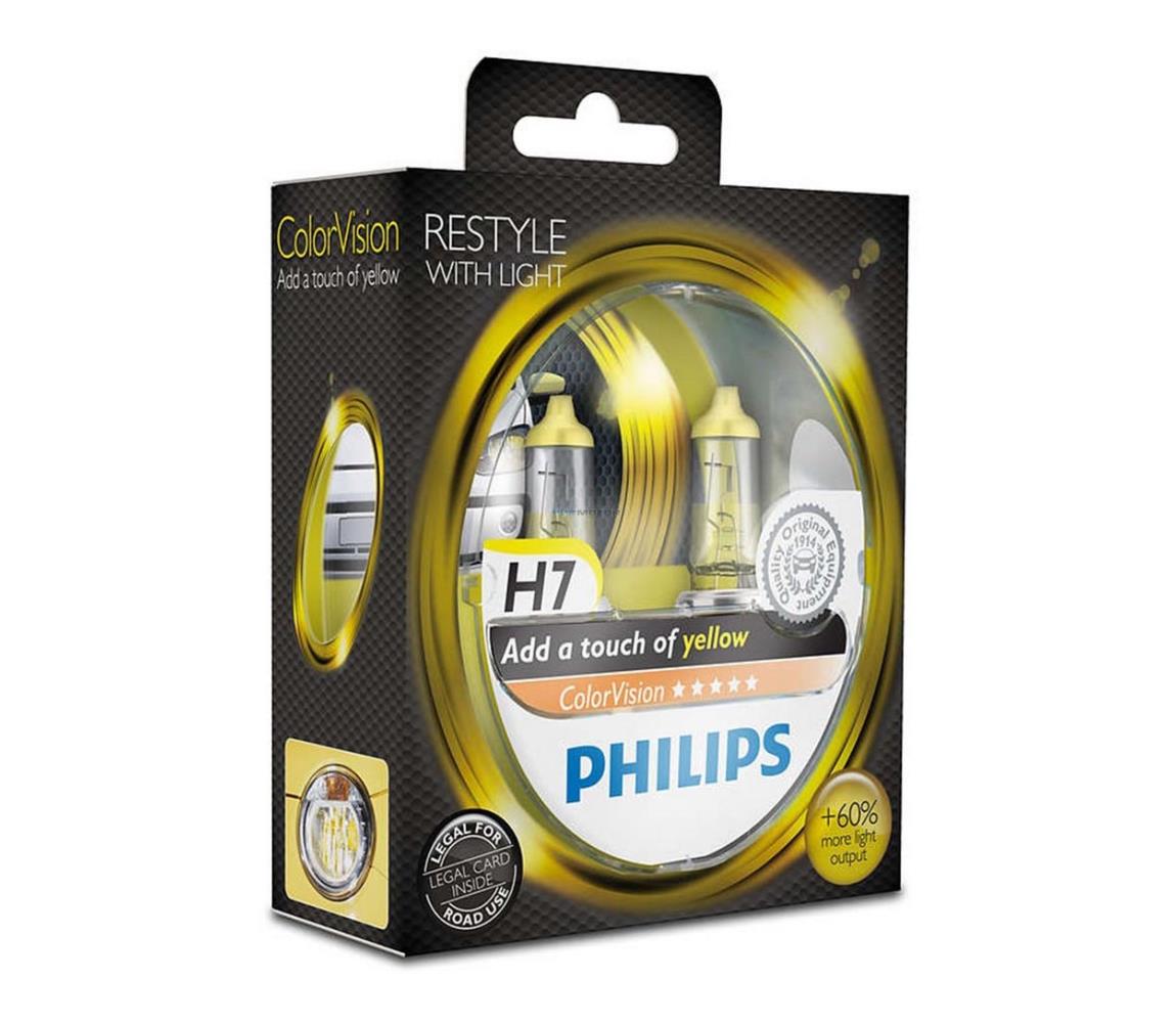 Philips SADA 2x Autožárovka Philips COLOR VISION 12972CVPYS2 H7 PX26d /55W/12V