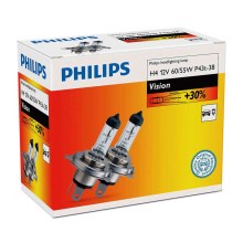 SADA 2x Autožárovka Philips VISION 12342PRC2 H4 P43t-38/60W/55W/12V