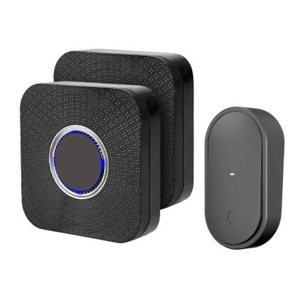 SADA 2x Bezdrátový zvonek do zásuvky kinetický 230V černá
