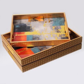 SADA 2x Dekorační podnos 40x30/35x25 cm zlatá