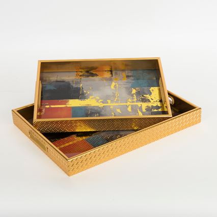 SADA 2x Dekorační podnos 40x30/35x25 cm zlatá