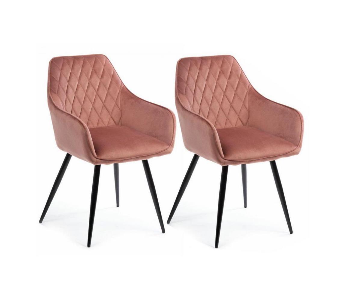  HowHomely SADA 2x Jídelní židle SAMETTI růžová DD0153