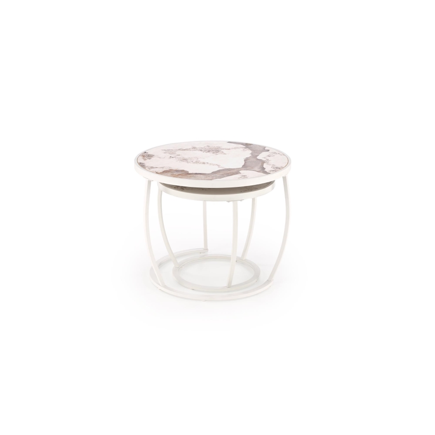 SADA 2x Konferenční stolek AURORO 62/47 cm béžová/bílá