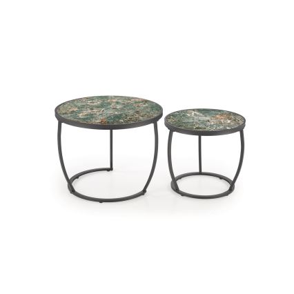 SADA 2x Konferenční stolek AURORO 62/47 cm zelená/antracit