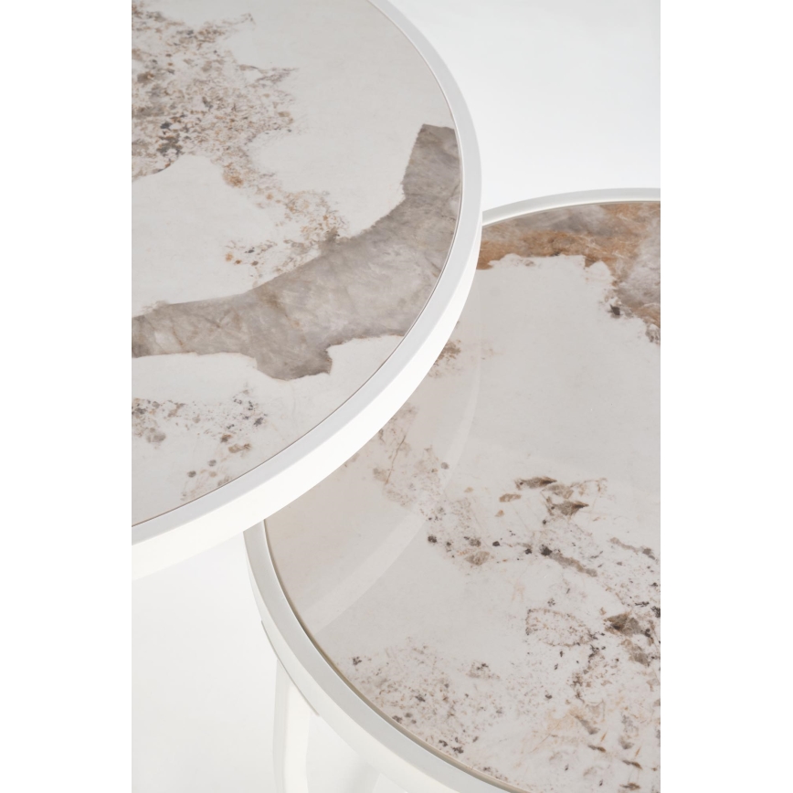 Sada 2x Konferenční stolek AURORO béžová/bílá