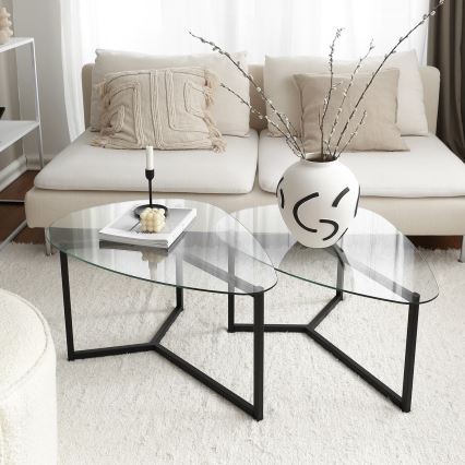 SADA 2x Konferenční stolek BELLISIMO 82x58 cm černá/čirá