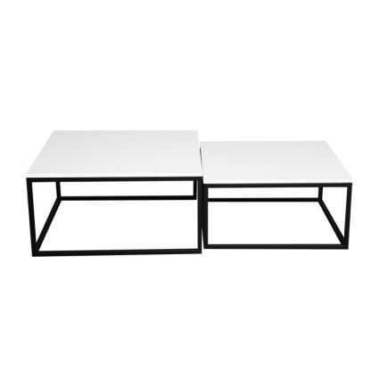 SADA 2x Konferenční stolek DUAL 76x76/66x66 cm černá/bílá