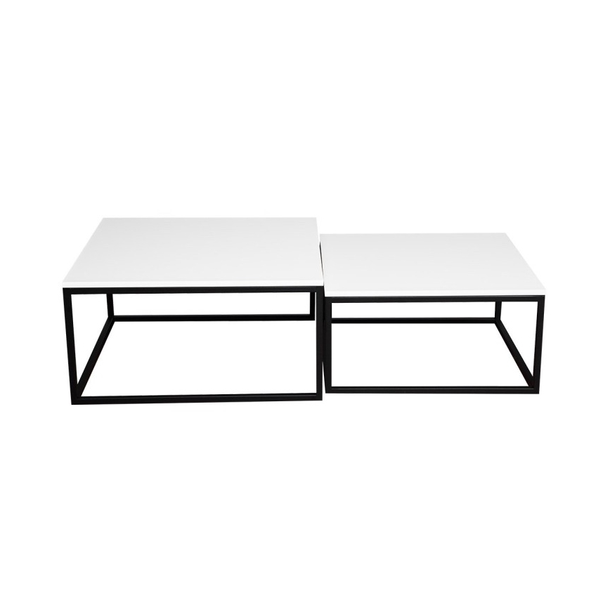 SADA 2x Konferenční stolek DUAL 76x76/66x66 cm černá/bílá