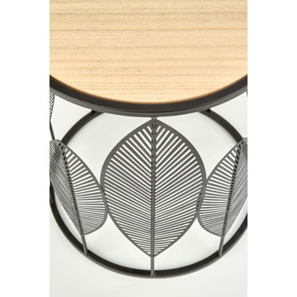 SADA 2x Konferenční stolek FOLLA pr. 33/40 cm černá/dřevo