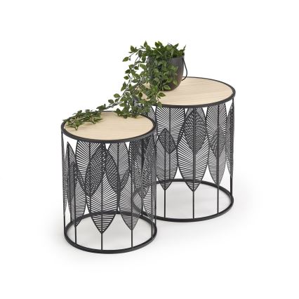 SADA 2x Konferenční stolek FOLLA pr. 33/40 cm černá