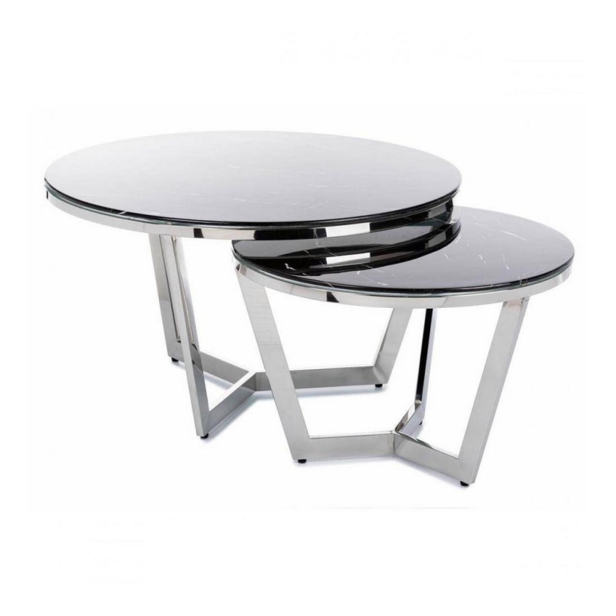 SADA 2x Konferenční stolek HAZI chrom/černá