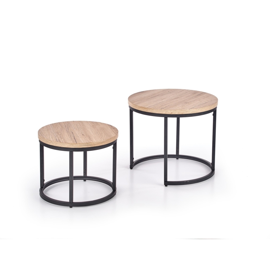 Sada 2x Konferenční stolek JENO 53/43 cm dub/černá