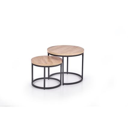 Sada 2x Konferenční stolek JENO 53/43 cm dub/černá