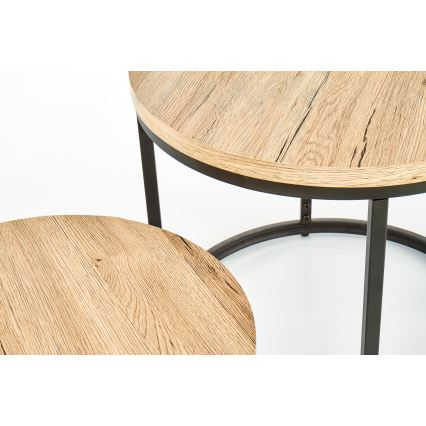 Sada 2x Konferenční stolek JENO 53/43 cm dub/černá