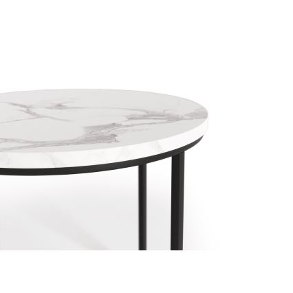 SADA 2x Konferenční stolek OREO pr. 43/53 cm černá/dekor mramoru