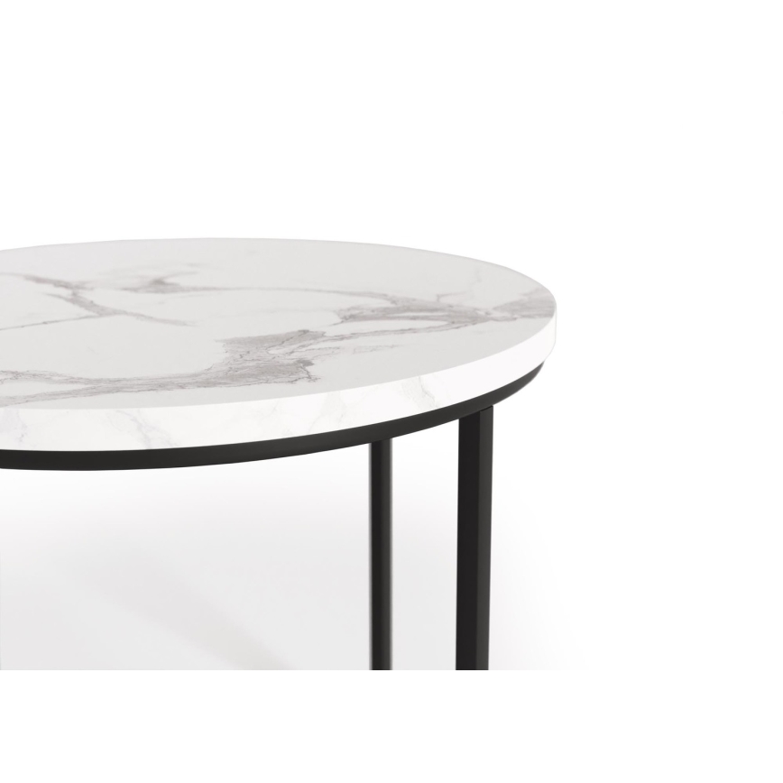 SADA 2x Konferenční stolek OREO pr. 43/53 cm černá/dekor mramoru