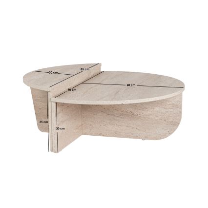 SADA 2x Konferenční stolek ORION 90x60/85x30 cm béžová