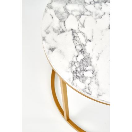 SADA 2x Konferenční stolek PACILA 60/38 cm dekor mramor/zlatá