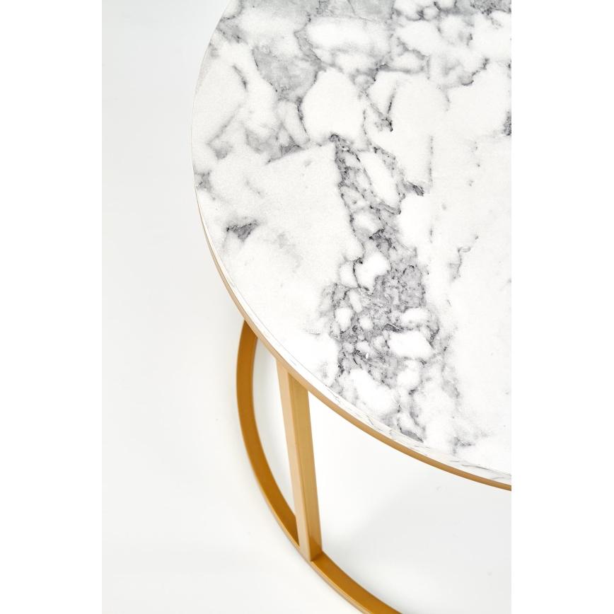 SADA 2x Konferenční stolek PACILA 60/38 cm dekor mramor/zlatá