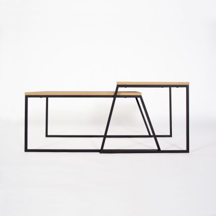 SADA 2x Konferenční stolek PAL 75x50/55x47 cm béžová/černá