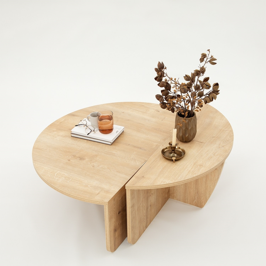 SADA 2x Konferenční stolek PODIUM 90x60/85x30 cm dub