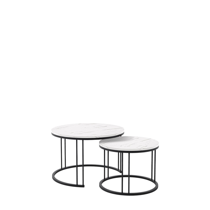 SADA 2x Konferenční stolek RAGNAR 75/58 cm černá/bílá