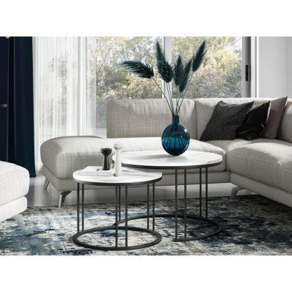 SADA 2x Konferenční stolek RAGNAR 75/58 cm černá/bílá