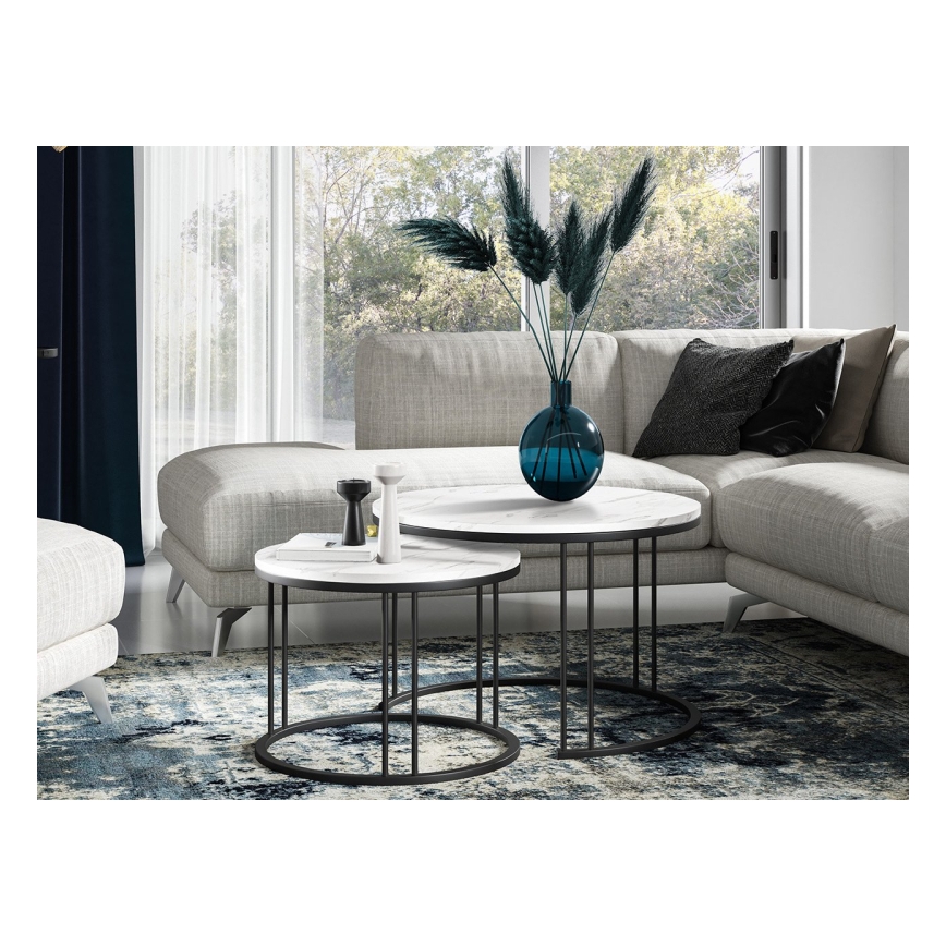 SADA 2x Konferenční stolek RAGNAR 75/58 cm černá/bílá