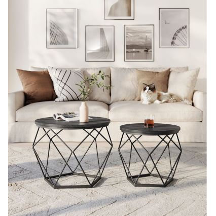 SADA 2x Konferenční stolek TALIA 50/40 cm černá