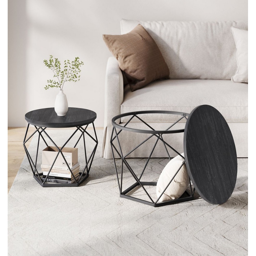 SADA 2x Konferenční stolek TALIA 50/40 cm černá