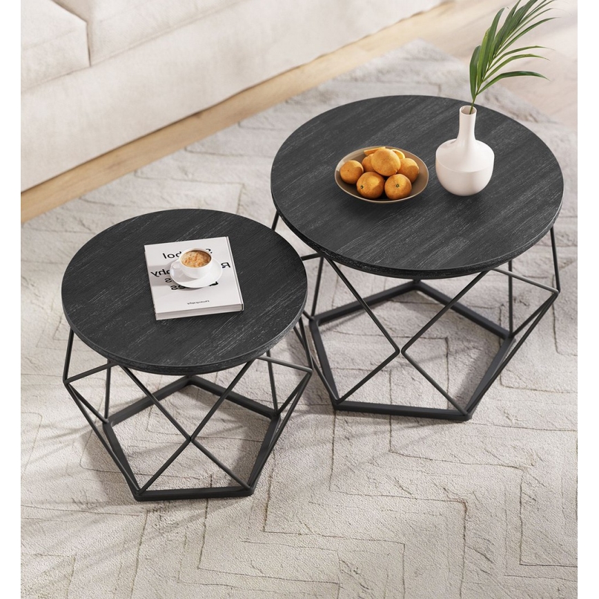 SADA 2x Konferenční stolek TALIA 50/40 cm černá
