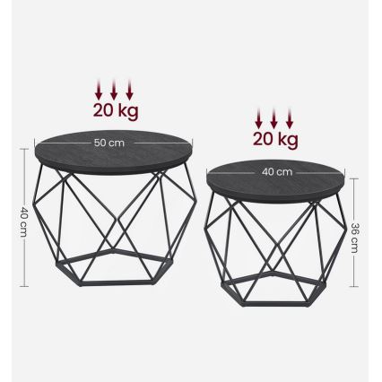 SADA 2x Konferenční stolek TALIA 50/40 cm černá