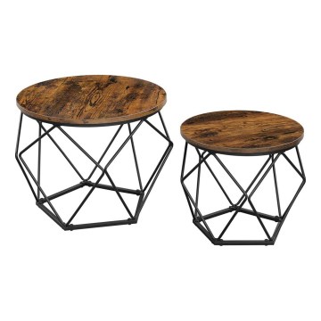 SADA 2x Konferenční stolek TALIA 50/40 cm hnědá/černá