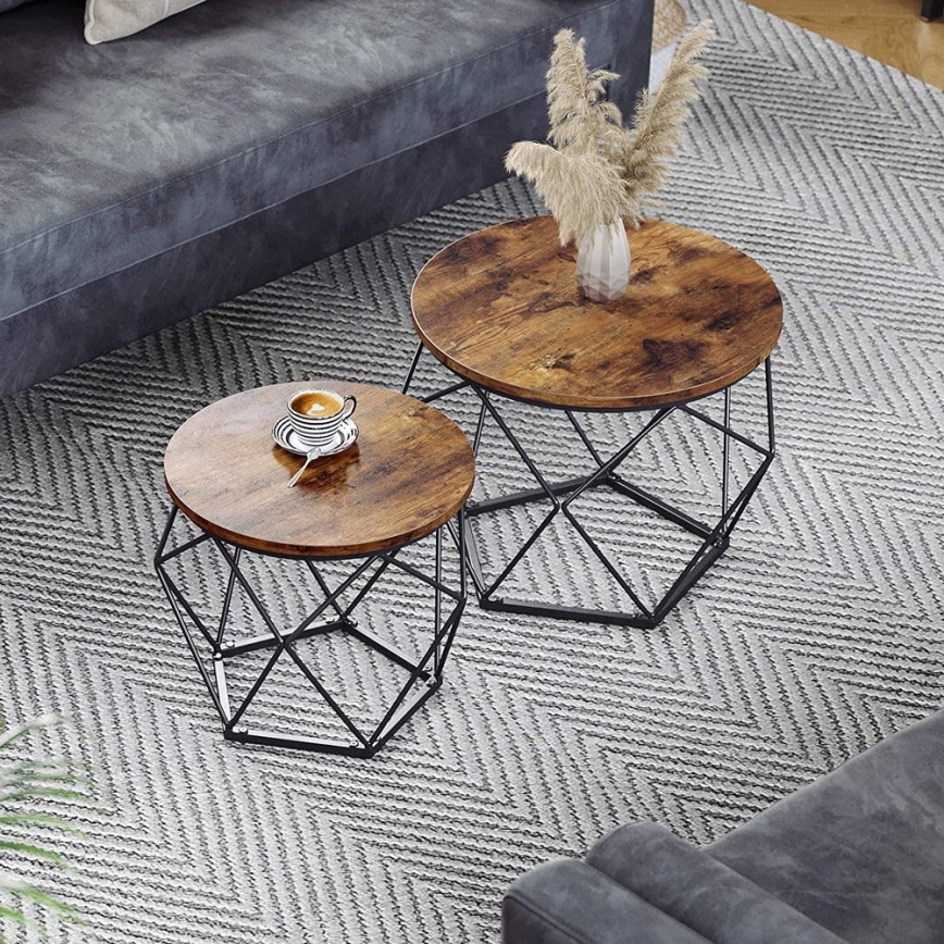 SADA 2x Konferenční stolek TALIA 50/40 cm hnědá/černá