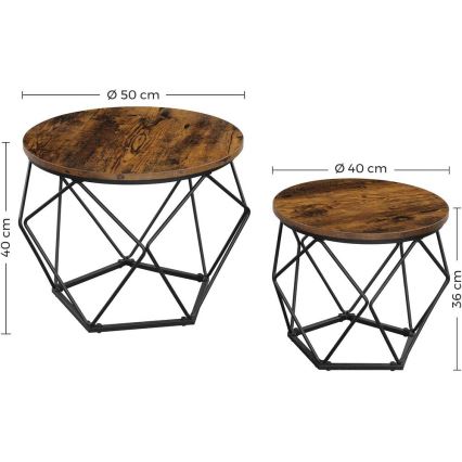 SADA 2x Konferenční stolek TALIA 50/40 cm hnědá/černá
