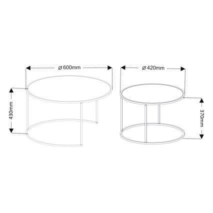 SADA 2x Konferenční stolek TOKYO pr. 42/60 cm černá