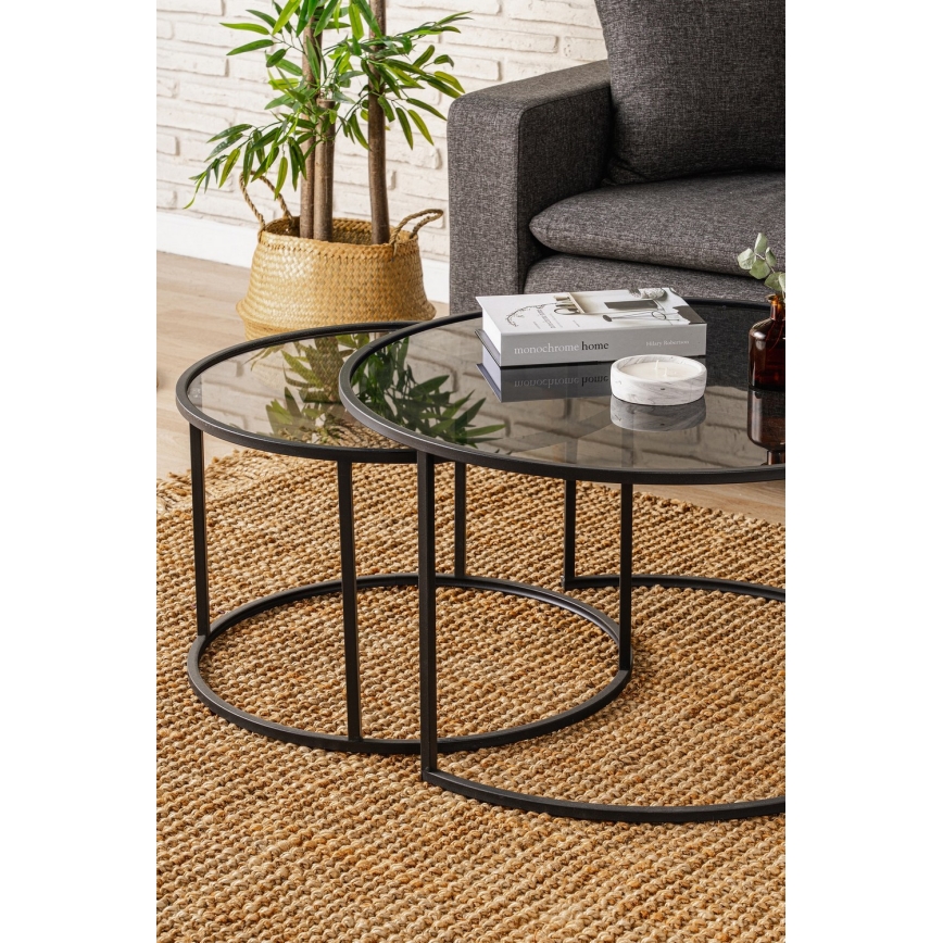 SADA 2x Konferenční stolek TOKYO pr. 60/80 cm černá