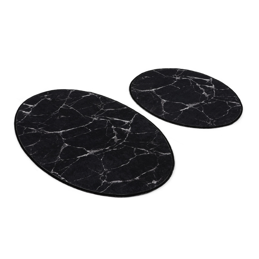 SADA 2x Koupelnová předložka MARBLE 50x60/60x100 cm černá