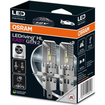SADA 2x LED Autožárovka LEDriving H4/H19 P43t/PU43T-3/25W/12V 6500K - Osram