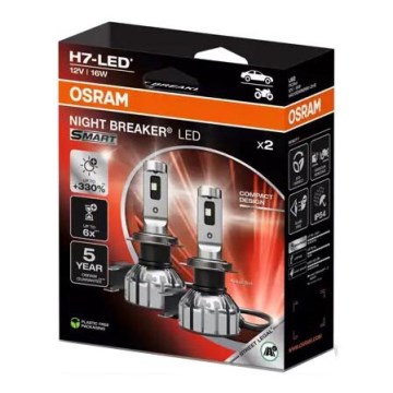 SADA 2x LED Autožárovka NIGHT BREAKER H7 PX26d/16W/12V 6000K - Osram