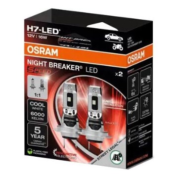 SADA 2x LED Autožárovka NIGHT BREAKER H7 PX26d/16W/12V 6000K - Osram