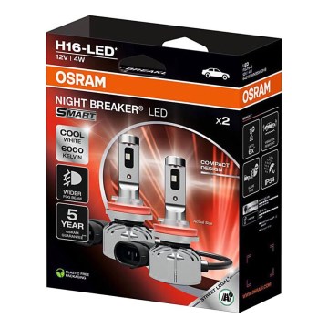 SADA 2x LED Autožárovka NIGHT BREAKER SMART H16 PGJ19-3/4W/12V 6000K - Osram