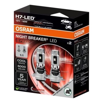 SADA 2x LED Autožárovka NIGHT BREAKER SPEED H7 PX26d/16W/12V 6000K - Osram