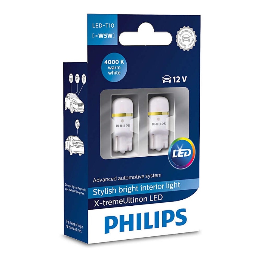 SADA 2x LED Autožárovka Philips X-TREMEULTION 127994000KX2 T10 W2,1x9,5d/0,8W/12V