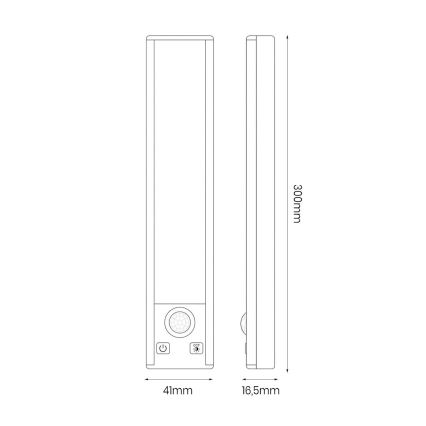 SADA 2x LED Nabíjecí osvětlení nábytku se senzorem pohybu a soumraku VIRO LED/1,2W/3,7V 800 mAh 3000/4000/6500K 30 cm bílá